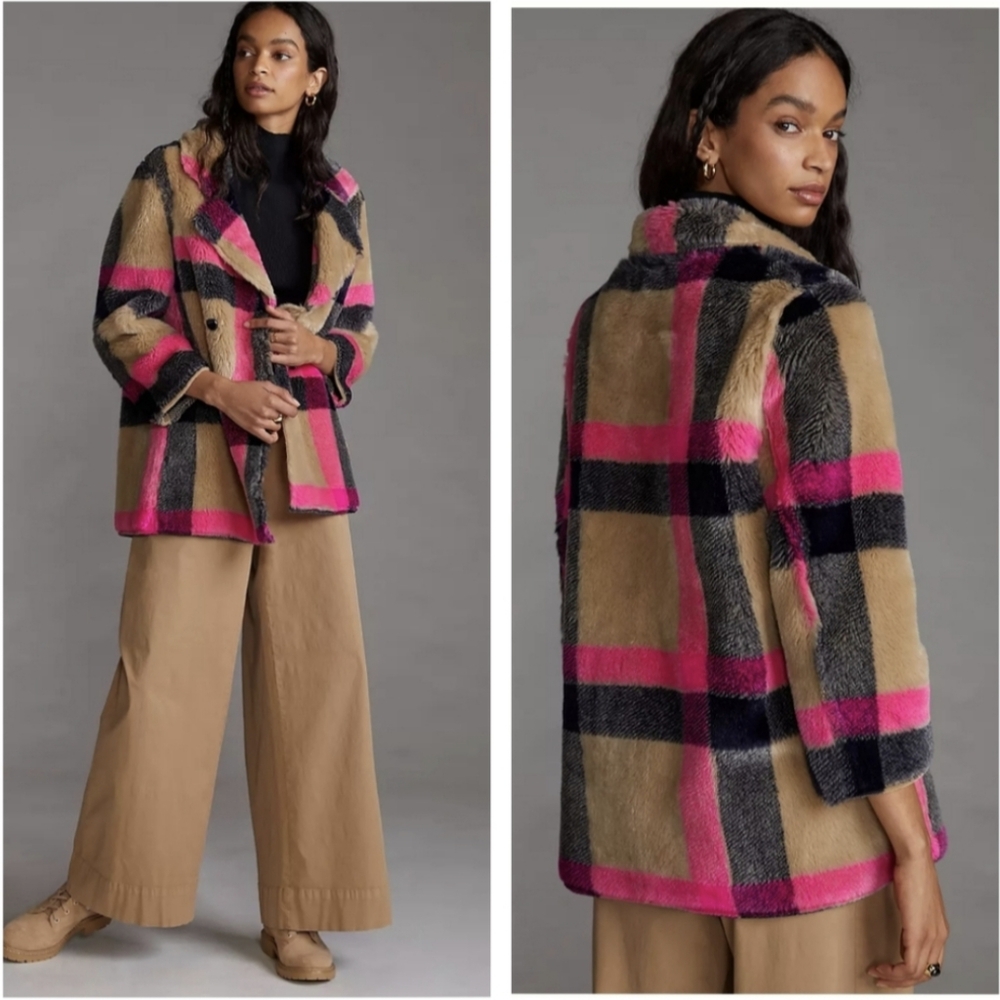Anthropologie Vilagallo Hot Pink Teddy Coat - Picture 12 of 12